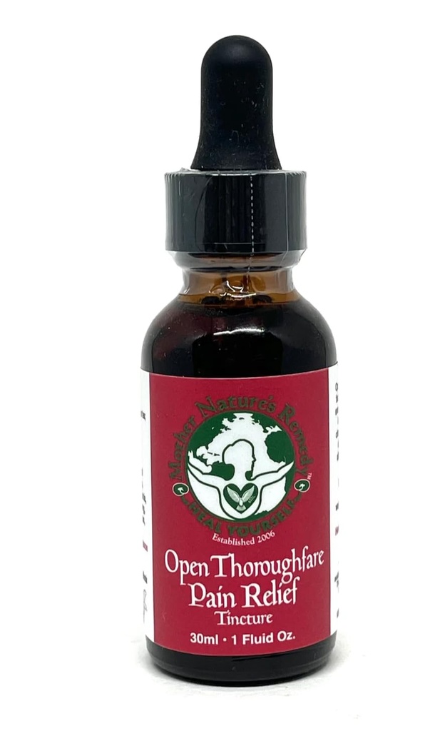 Open Thoroughfare, 1oz, Pain Relief Tincture, Organic Herbal Formula with Cordyalis, Notoginseng, Salvia, DMSO, Liquid Extract