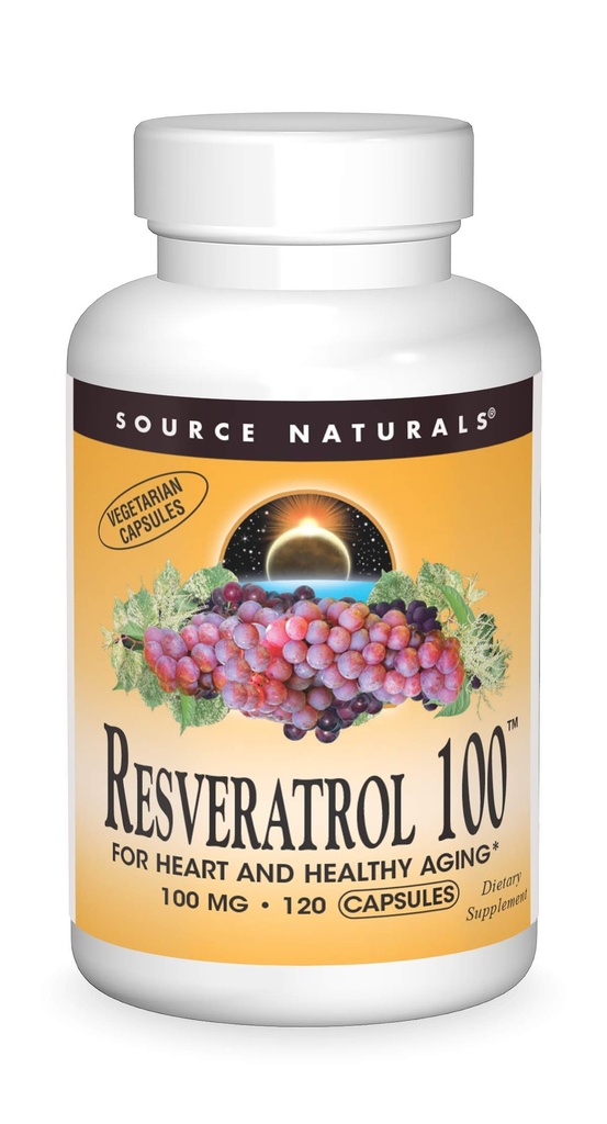 Source Naturals Resveratrol 100, for Heart and Healthy Aging* 100 mg - 120 Vegetarian Capsules