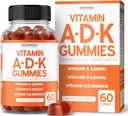 ADK Gummies Vitamin D3 K2 (60 Sugar Free Gummies) Vitamin D3 K2 10000iu/ 5000iu - Supplement with D & K - 10 Vegan Supplement - Delicious Raspberry Flavor - Non GMO & USA Made - 60 Count