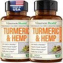 Turmeric Curcumin Supplement with Hemp Seeds & Lemon Balm Extract – Joint Health & Mobility – Calm Mood & Restful Sleep – with Black Pepper for Absorption – Joint Supplement for Men & Women - 2 Pack