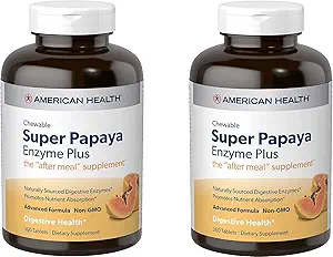American Health Enzymes Chewable Super Papaya Enzyme Plus 360 Tablets (Pack of 2)