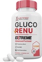 Gluco Renu Extreme 1295MG Glyco Support Pills Advacned Formula Gluo Renew Glycogen Support Formulated with Turmeric Berberine Resveratrol Garlic Bitter Melon Milk Thistle 60 Capsules