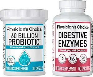Physician's CHOICE - Optimal Gut Health Bundle: 60 Billion Probiotics + Digestive Enzymes for Digestive Comfort and Immune Support