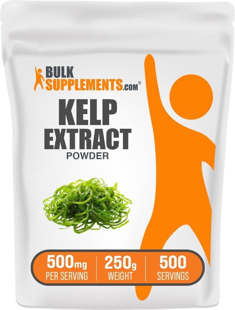 BulkSupplements.com Kelp Extract Powder - Kelp Supplement, Brown Seaweed Extract, Seaweed Powder - Gluten Free, 500mg per Serving, 250g (8.8 oz) (Pack of 1)