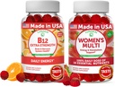Lunakai Vitamin B12 and Women's Multivitamin Gummies Bundle - 3000mcg Methylcobalamin High Absorption Energy Gummy - 100% Daily Value of 16 Essential Vitamins and Minerals Supplement - 30 Days Supply