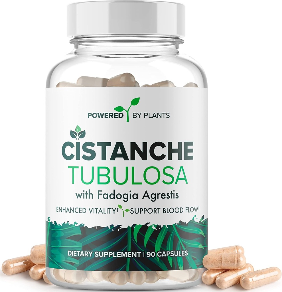 Cistanche Tubulosa with Fadogia Agrestis - Promotes Vitality - Natural Supplements for Men & Women with Bioperine by Powered X Plants, 90 Servings