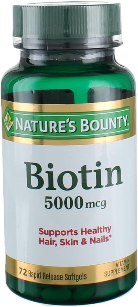 Nature's Bounty Super Potency Biotin 5000mcg - 72 softgels (Pack of 2)