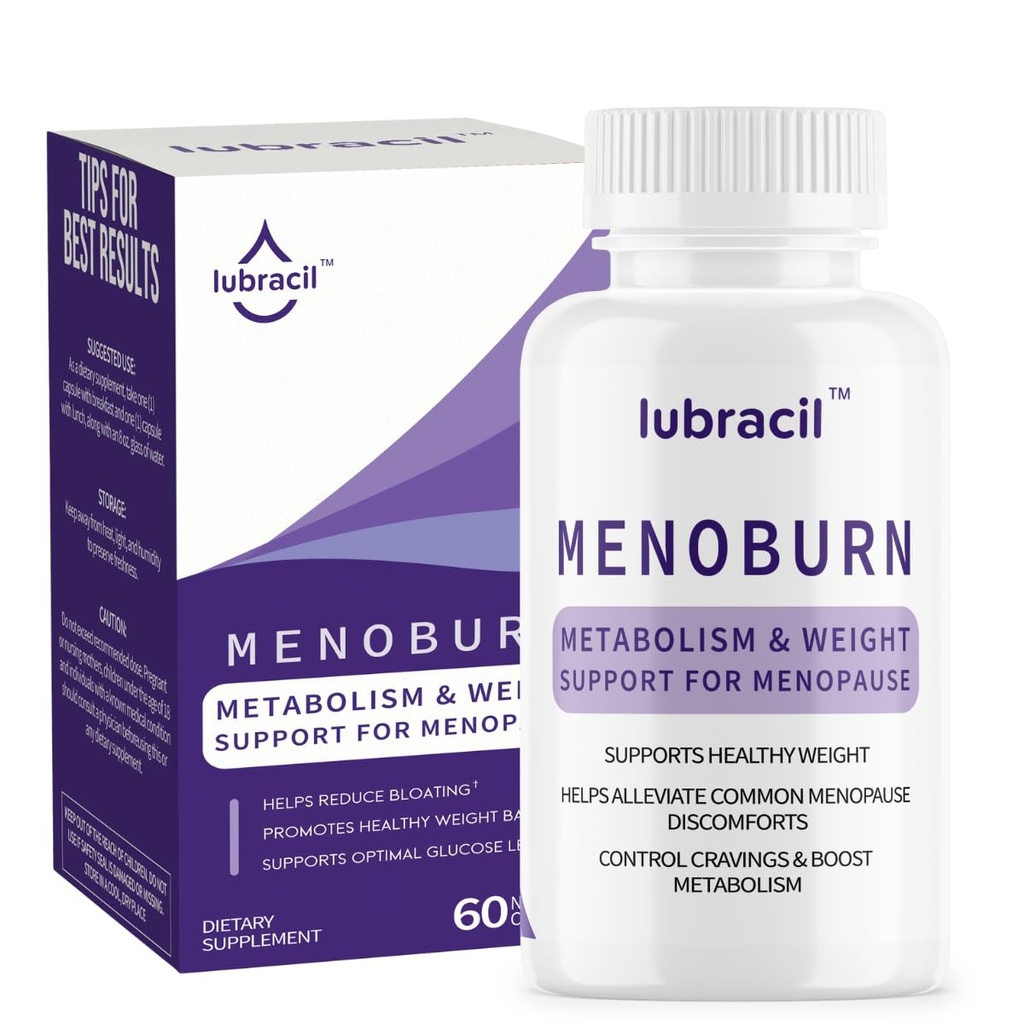 Lubracil Menoburn Perimenopause & Menopause Supplements for Women – Helps Metabolism, Estrogen & Wellness – Targets Hot Flashes, Bloating & Energy – 60 Count