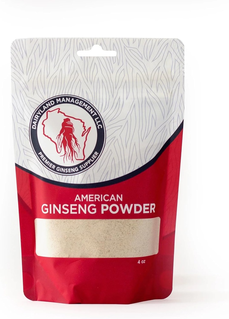 Dairyland Concentrated American Ginseng Powder 西洋参 - 4 oz Pack of Wisconsin Ginseng Powder - Non-GMO, Gluten Free - Herbal Supplement for Smoothies, Baking, Tea