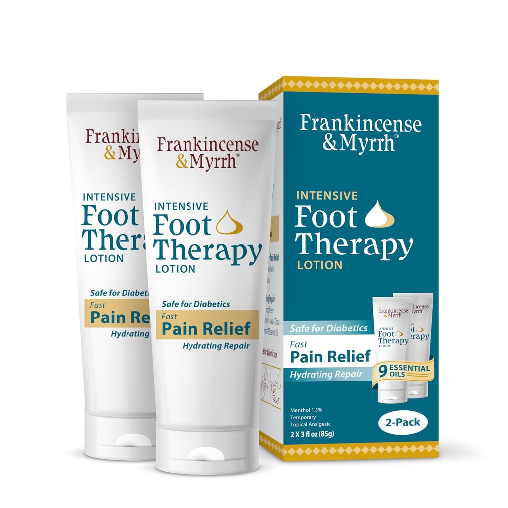 FRANKINCENSE & MYRRH Foot Pain Relief Cream - Intensive Foot Therapy Lotion - Diabetic Nerve Pain Relief Cream | Restless Leg Syndrome | Frankincense Essential Oil, 3 Ounce (2-Pack)