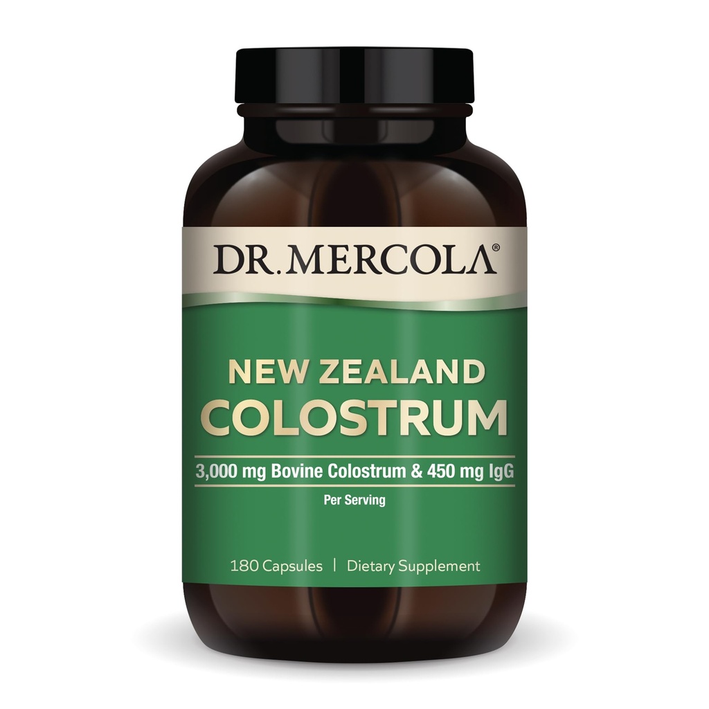 Dr. Mercola New Zealand Colostrum Supplement, 3,000mg Bovine Colostrum & 450mg Immunoglobulin (IgG), 180 Capsules, Non-GMO