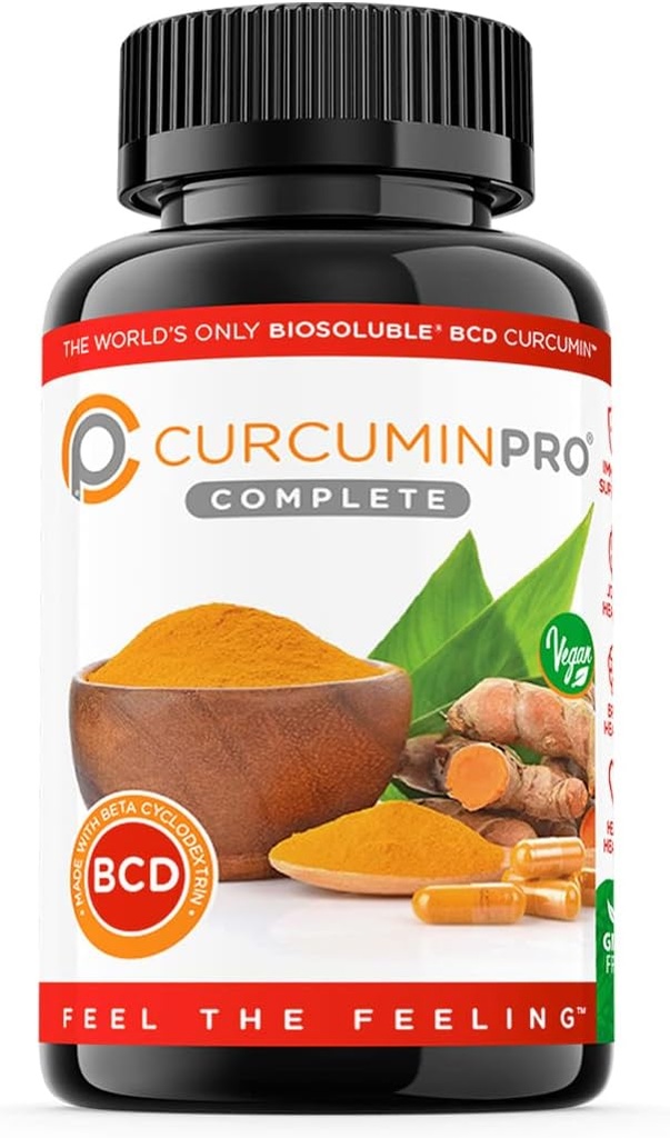 curcuminpro Complete BCD | World's Only BioSoluble Vegan Beta Cyclodextrin & Organic Turmeric Curcumin | Natural Joint & Muscle Support | Vegan | 60 Count