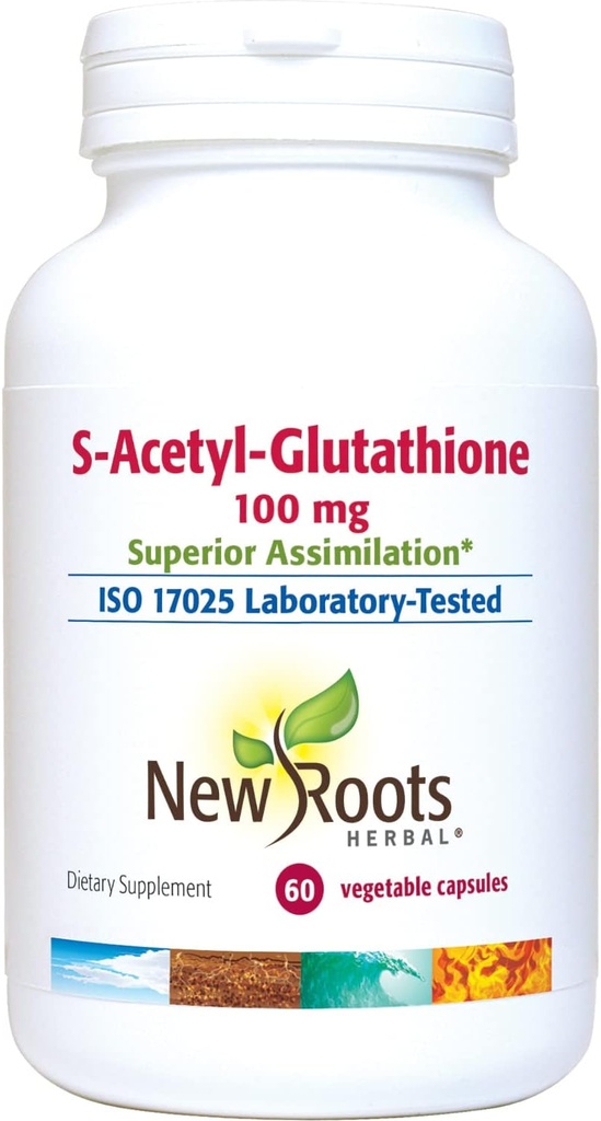 NEW ROOTS HERBAL S-Acetyl-Glutathione, 100mg | Superior Assimilation | Healthy Aging & Immunity Support (60 Veg Caps)