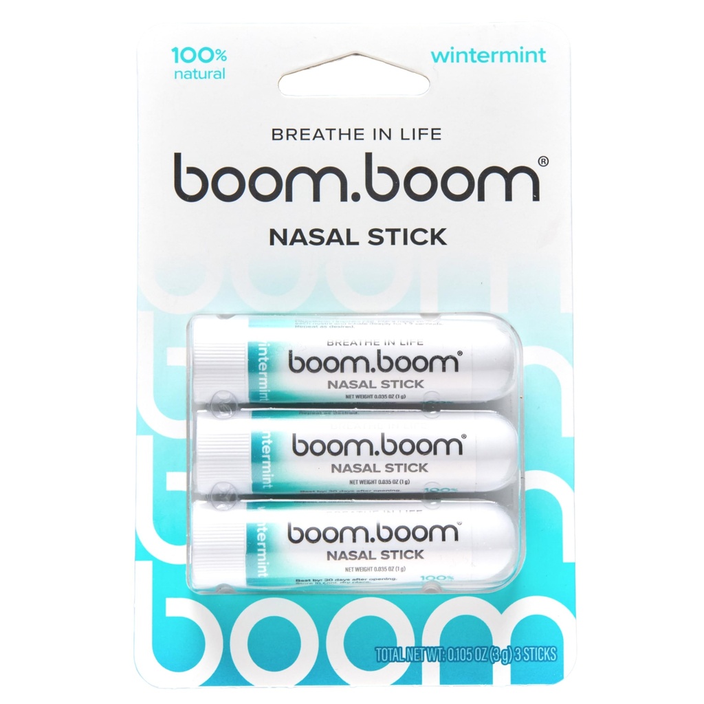 BoomBoom Nasal Stick | Vapor Flow Technology | Cool Refreshing Sensation | Natural Mood Boost | Simple Ingredients | Essential Oils + Menthol Inhaler (Wintermint)