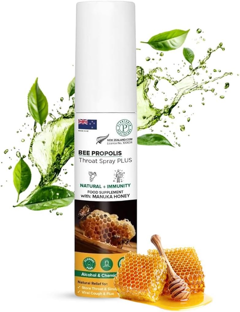 New Zealand Bee Propolis Sore Throat Spray with Manuka Honey - 20 ml | Dry Mouth Spray for Sore Throat Relief, 83 Servings | Propolis Spray for Immune Support - Alternate of Cough Drops