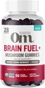 OM MUSHROOM SUPERFOOD Brain Fuel+ Gummies – USA Grown Organic Lion’s Mane – Supports Memory, Focus & Cognitive Function – Raspberry Flavor – 28 Servings, 56 Count.
