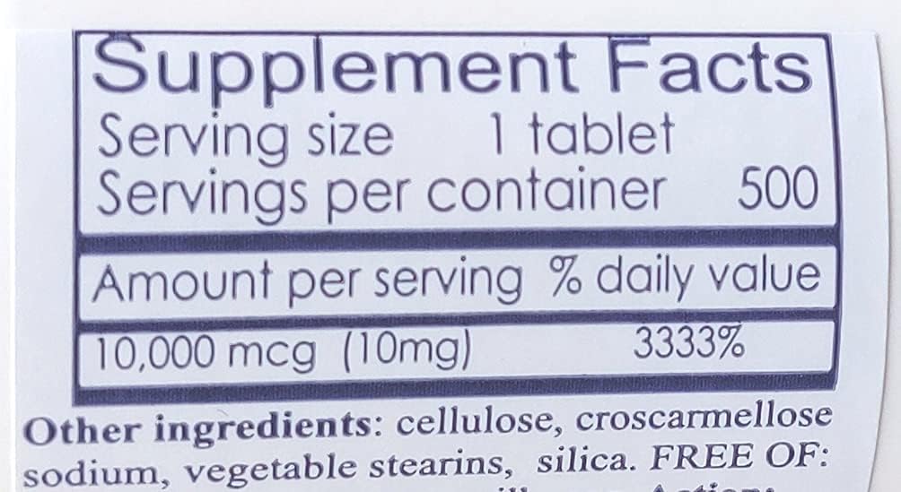 HealthyNaturally Biotin 10,000 mcg (500 Tablets) for Hair Growth, Skin, Strong Nails, biotin 10mg
