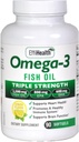 EffiHealth Omega-3 Fish Oil - Triple Strength 2500mg Fish Oil, 1200mg EPA, 600mg DHA - Supports Hearth Health, Brain health and Immune Support – Lemon Flavor, Burpless Fish Oil