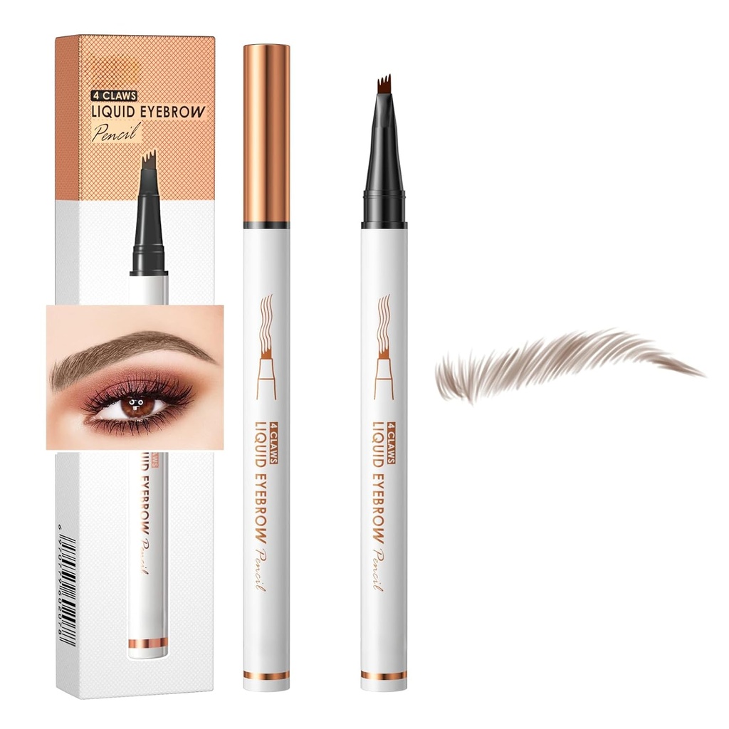 Q707 4 Tipped Precise Brow Pen – Long-Lasting Waterproof Eyebrow Pencil for Natural, Defined Brows – Easy to Use, Suitable for All Skill Levels (2#Dark Coffee)