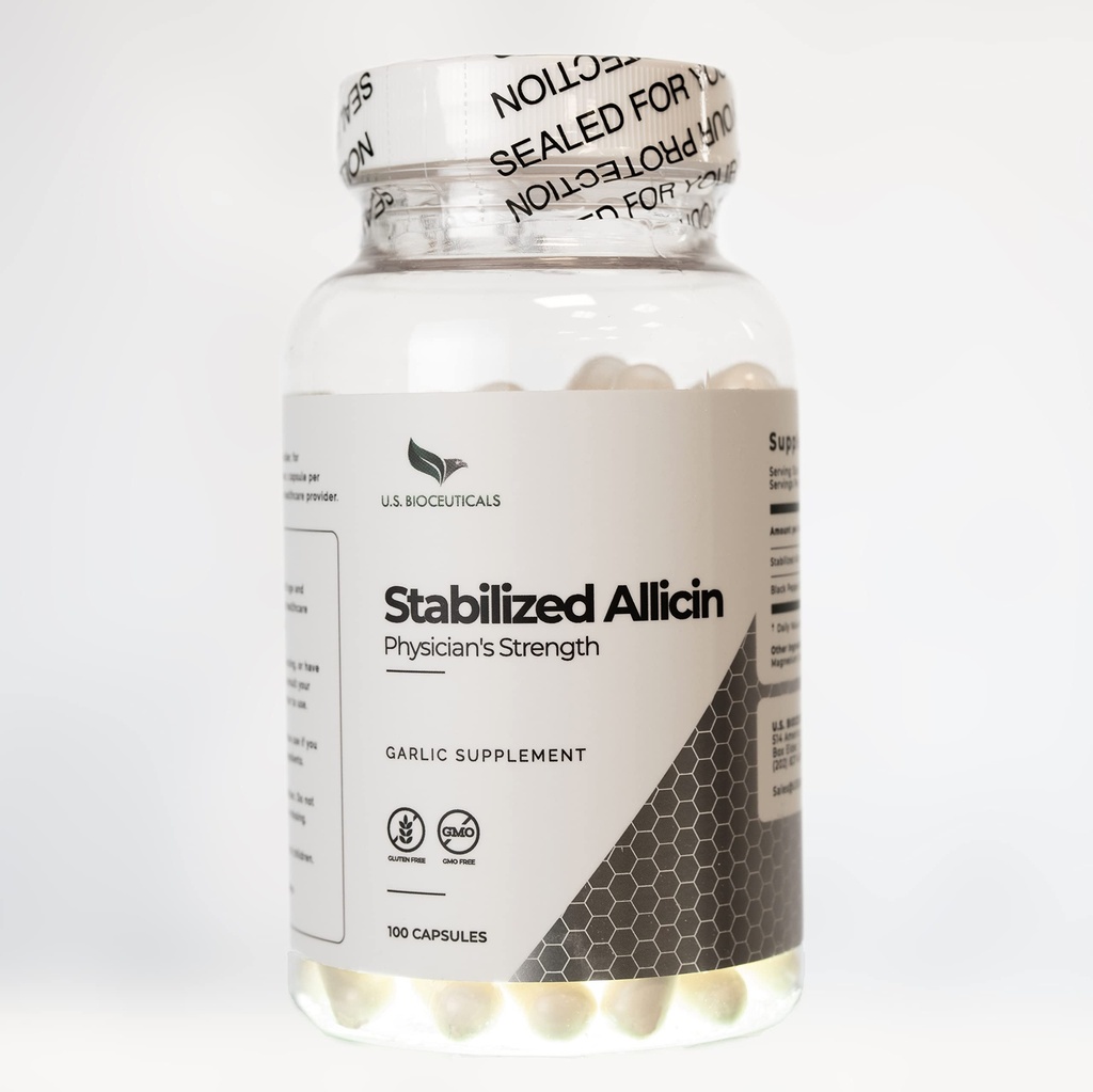 Stabilized Allicin (Non-GMO) - 700,000 mcg Allicin Per Bottle - Laboratory Tested - cGMP Certified Manufacturing
