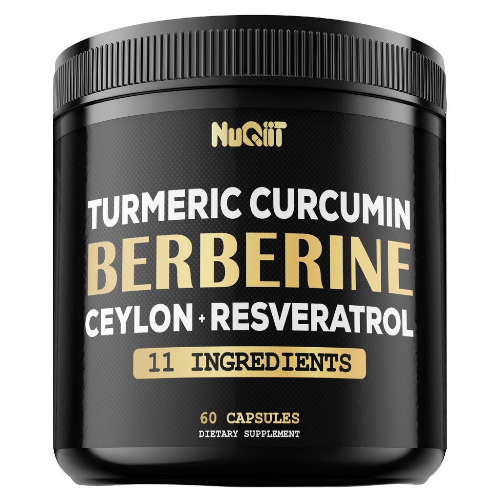Berberine Supplement. Added Turmeric Curcumin, Trans-Resveratrol & More - Support Gastrointestinal, Body Management & Immune System - 60 Capsules