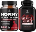 Bundle of Horny Goat Weed for Male Enhancement - Extra Strength Horny Goat Weed for Men and Extra Strength Testosterone Booster for Men - Natural Testosterone Supplement