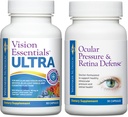 Premium Eye Health Bundle Includes Vision Essentials ULTRA for Macular & Retinal Health, Eye Strain, Ocular Pressure, Dry Eyes, and Ocular Pressure & Retina Defense for Additional Healthy Intraocular