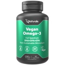 Naturalis Double Strength Vegan Omega 3 DHA, EPA & DPA from Microalgae | Vegan Society Certified, Sustainably Sourced, True Full Spectrum | 90 Veggie Softgels (Carrageenan Free)