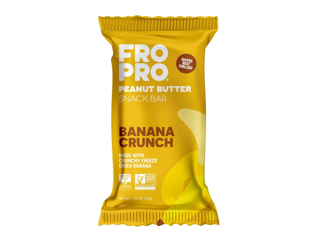 FROPRO Plant Protein Snack Bars - Plant Based Protein Bars, All-Natural, Gluten, Dairy, & Soy Free, High Protein Bars with Low Calories | Banana Crunch, 12 Pack