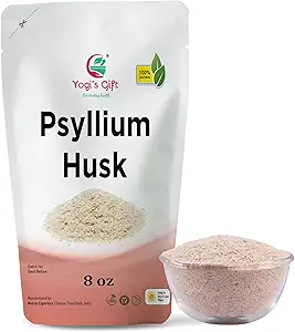 Psyllium Husk Whole 8 oz | 98% Purity | Soluble Fiber Supplement | Keto Friendly | Use in Smoothies, Cooking and Baking | Unflavored, Fine Ground, 100% Natural, Non GMO | by Yogi's Gift®