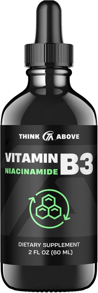 Vitamin B3 Niacinamide Liquid - Non Flush Form of B3 Niacin - Convenient Vitamin B3 Niacinamide Drops for Women and Men - Easy to Swallow 2oz (60ml)