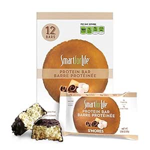 Smart for Life High Protein Bars - Smores - Low Sugar Crunchy 14g Protein Meal Replacement Bars – 12 Bars - Works with Cookie Diet Protein Snacks – Non-GMO – Smores Protein Bar