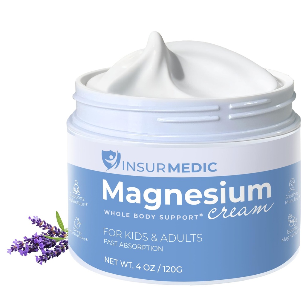 Magnesium Cream for Neuropathy - Nerve Muscle Cramps & Body Pain Support Topical Lotion for Kids Adults - Relaxing Calming Nighttime Rub with Lavender Shea Butter for Legs Feet Back