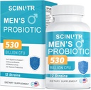 Probiotics for Men, 530 Billion CFUs & 12 Strains, Probiotic with Turmeric Cranberry & Goji, Gut Health for Men, Supports Digestive Health, Microbiome, Colon, & Immune Health, 30-Day Supply