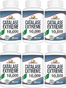 Rise-N-Shine Catalase Extreme Supplement 10,000 with Saw Palmetto, Biotin, Fo-Ti, PABA - Hair Supplements for Strong Hair - 360 Capsules - Pack of 6 (180-day Supply)