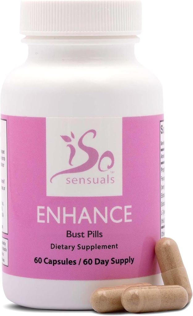 IsoSensuals Enhance Breast Enlargement Pills - Breast Enhancement Pills for Women, Breast Enhancer, All-Natural Ingredients, 60 Capsules