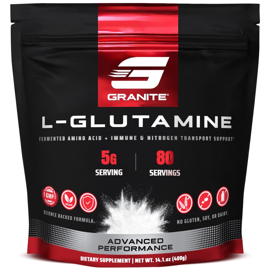 Granite L-Glutamine Powder, Supports Muscle Recovery, Gut Health, Post-Exercise, Immune & Nitrogen Transport (80 Servings)
