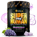 ALPHA LION Superhuman Pre Workout Powder, Beta Alanine, L-Taurine & Tri-Source Caffeine for Sustained Energy & Focus, Nitric Oxide & Citrulline for Pump (21 Servings, Grapezilla)