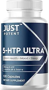Just Potent 5-HTP Ultra 200mg | 120 Capsules - 4-Month Supply | for Sleep, Mood, and Brain Health | Fortified with SAM-e and Vitamin B6