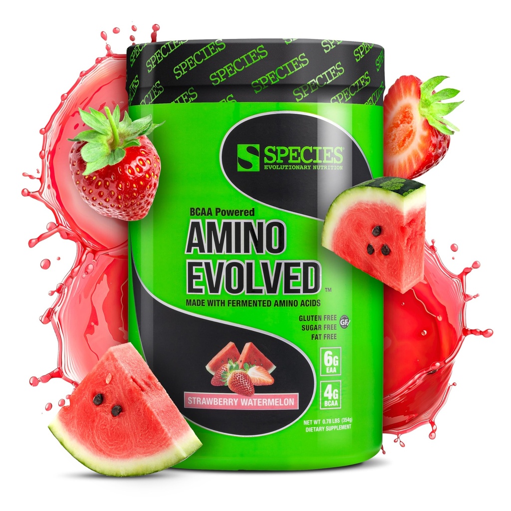Species Nutrition Amino Evolved EAA & BCAA Powder, Fermented Branched Chain Amino Acids, Muscle Recovery & Endurance, Pre & Post Workout Supplement (Strawberry Watermelon, 30 Servings)
