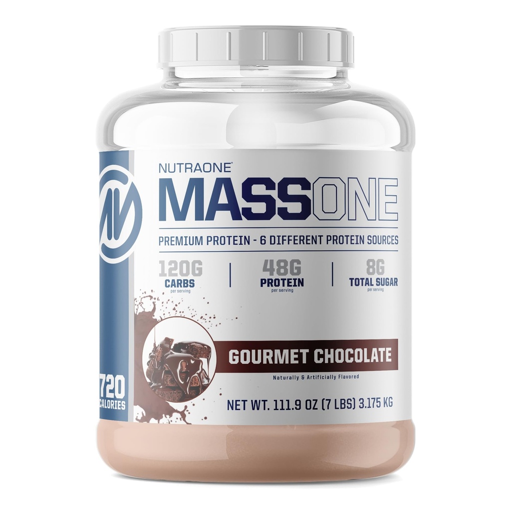 NutraOne Massone Mass Gainer Protein Powder Gain Weight Protein Meal Replacement (Gourmet Chocolate - 7 lbs.)