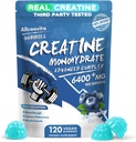 Creatine Monohydrate Gummies Complex for Men & Women - 120 Gummies Advanced Formula, L-Taurine + Vitamin B12 for Muscle Strength, Muscle Builder, Energy Boost, Pre-Workout Supplement -Blueberry