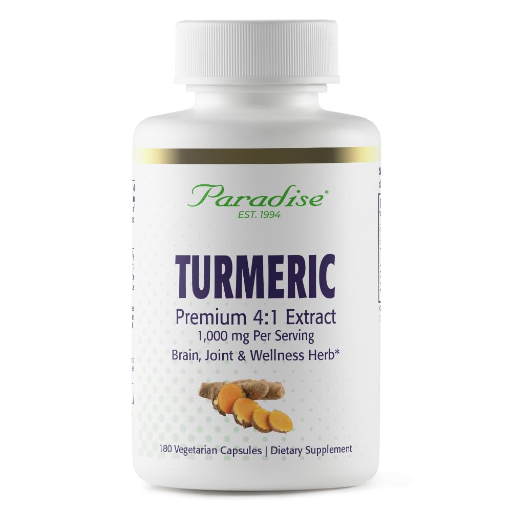 Paradise Organic Turmeric Rhizome 4:1 Extract, Active Whole Spectrum Extract, Super Potent, Ultra Pure, Vegan, Non-GMO, Gluten Free, 90 Vegetarian Capsules