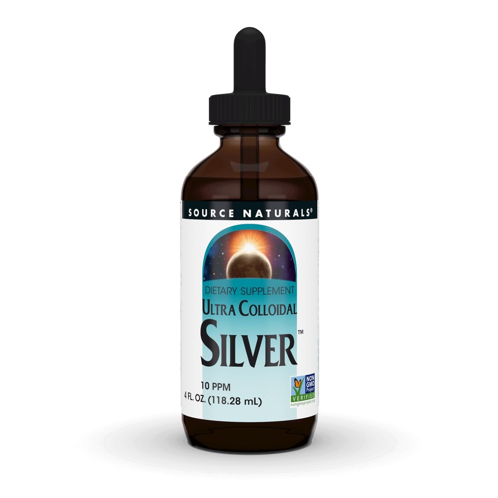 Source Naturals Ultra Colloidal Silver - Liquid Supplement for Immune System Support - 10 ppm - 4 oz