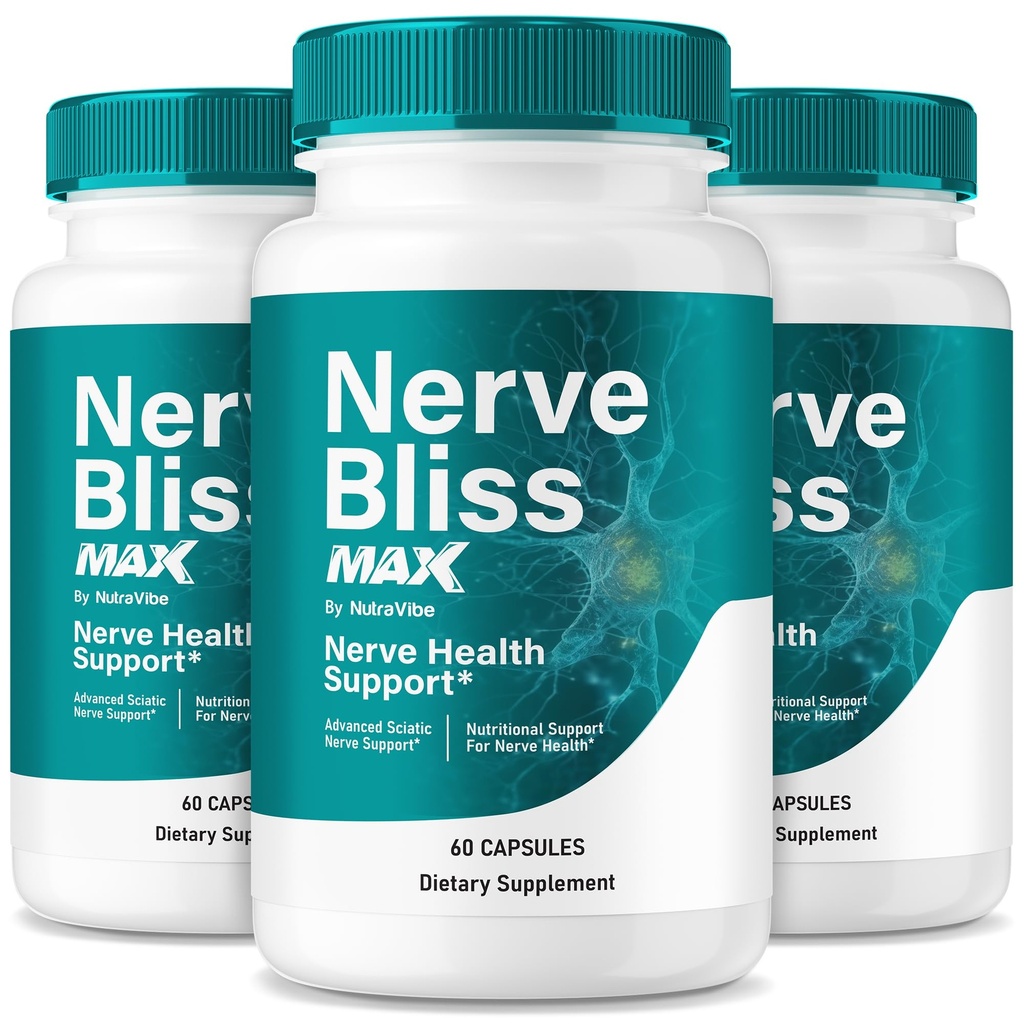 (3 Pack) Nerve Bliss Max – Official Nervebliss for Neuropathy Capsules with a Natural Blend for Daily Comfort and Overall Nerve Health Support, Just 2 Easy-to-Swallow Pills a Day (180 Capsules)