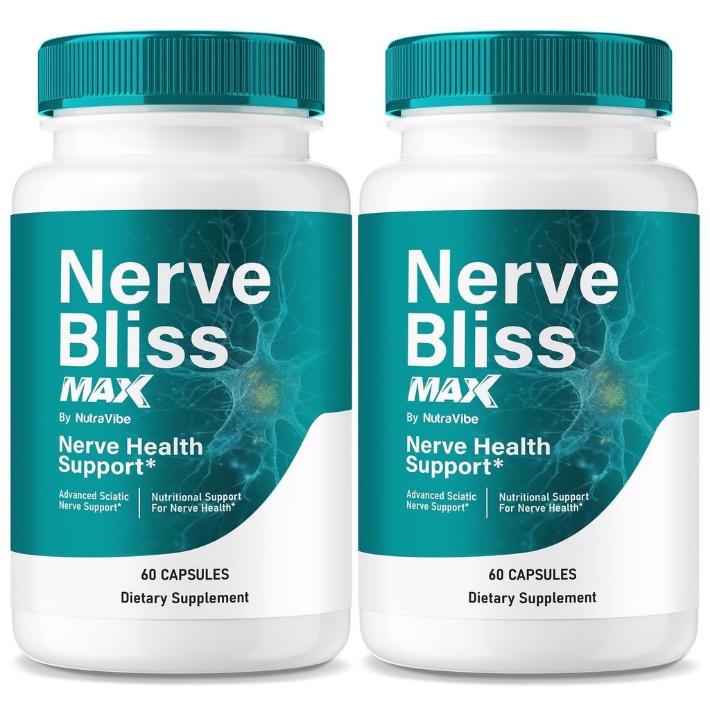 (2 Pack) Nerve Bliss Max – Official Nervebliss for Neuropathy Capsules with a Natural Blend for Daily Comfort and Overall Nerve Health Support, Just 2 Easy-to-Swallow Pills a Day (120 Capsules)