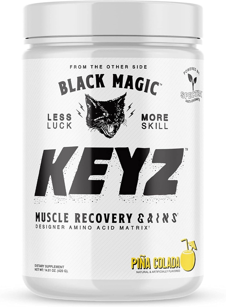 Black Magic Keyz Amino Acid Matrix Powder - Muscle Recovery & Endurance - EAA's, BCAA's, & Taurine - Keto, No Sugar, Caffeine Free - Pina Colada - 14.81 oz