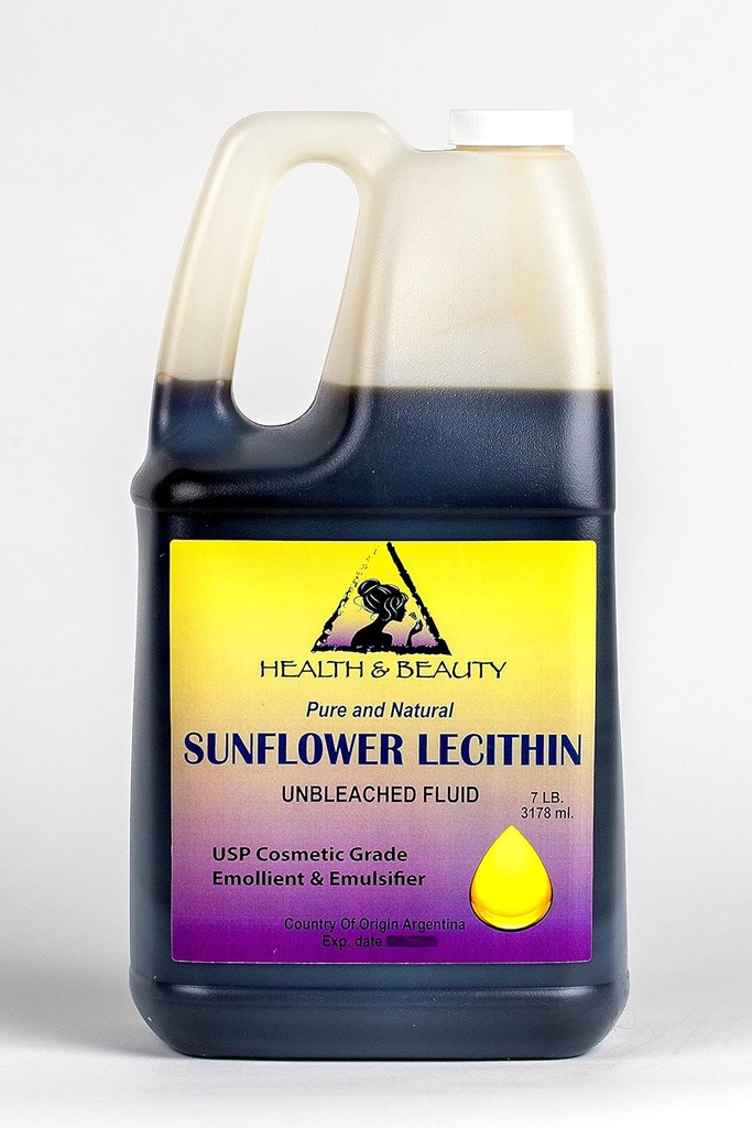 Lecithin Sunflower Unbleached Fluid Liquid Emulsifier Emollient Stabilizer Pure 128 oz, 7 LB, 1 gal