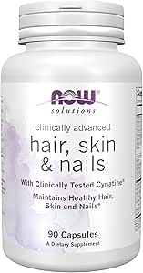 NOW Solutions, Hair, Skin and Nails, Clinically Advanced, Support with Clinically Tested Cynatine®, 90 Veg Capsules