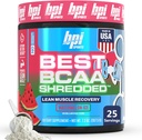BPI Sports Best BCAA Shredded - Caffeine Free Thermogenic Recovery Drink, Lean Muscle Building BCAA Powder For Women and Men, Preworkout BCAAs Amino Acids Drink- Watermelon ICE - 25 Servings